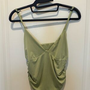 Green Sleeveless Ruched Top